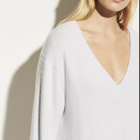 Vince Cashmere Rib Hem V-Neck Tunic Sweater - Picture 2 of 5